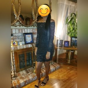 Black off-shoulder lace dress